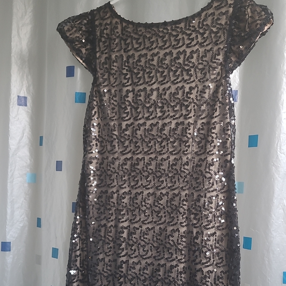 Wish Brown Sequin Sheath Dress Cap Sleeve Cocktail